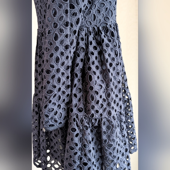 J. Crew Navy Long Sleeve Eyelet Dress - Picture 4 of 6